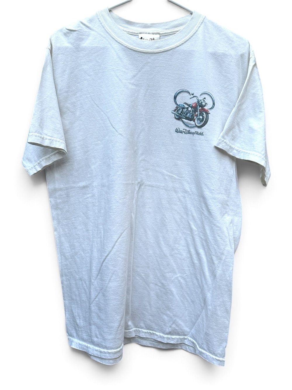 Vintage super RARE Disney White Short Sleeve Tee with Motorcycle Graphic